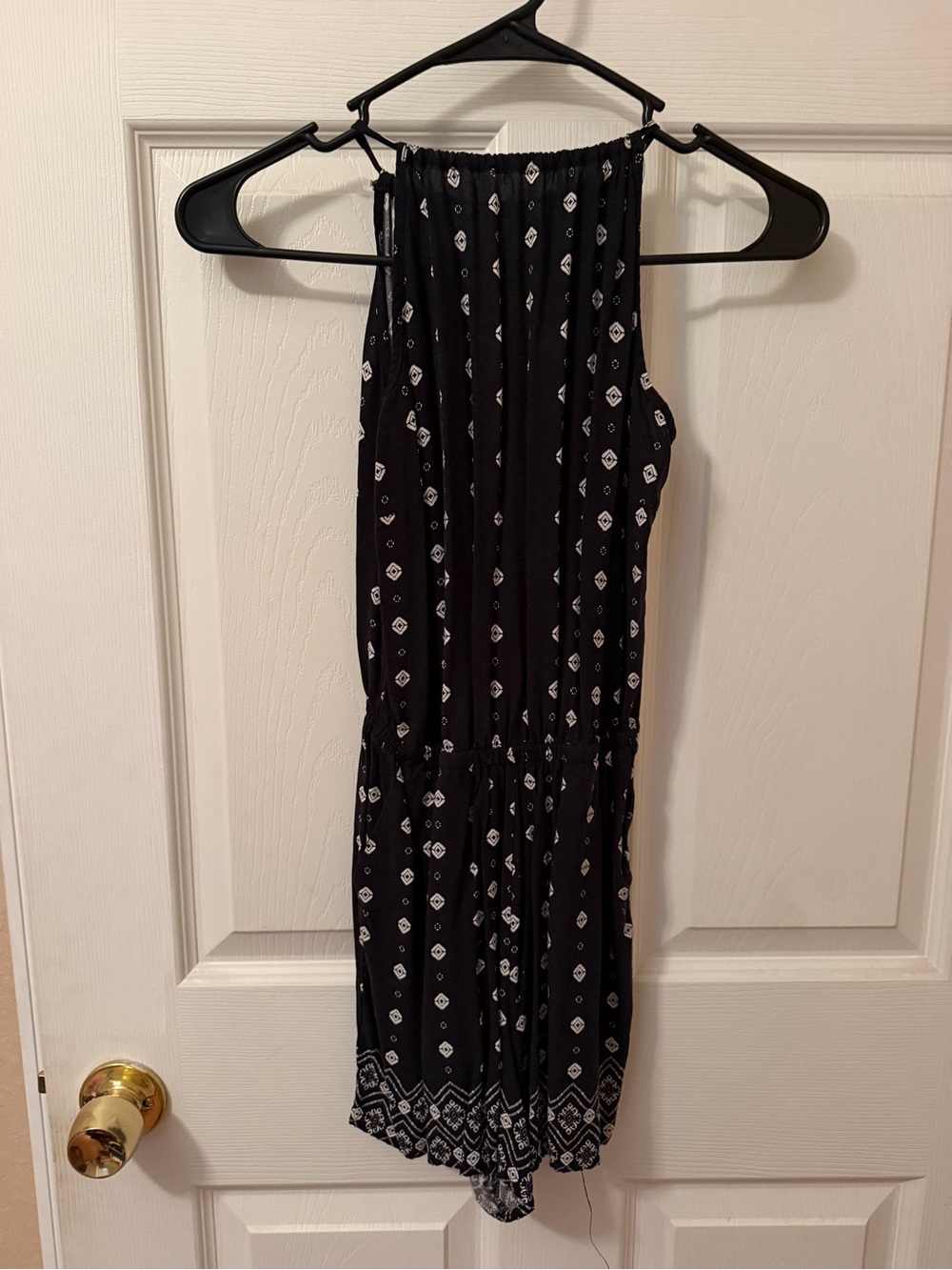 Derek Heart Black and White Printed Halter Mini Dress